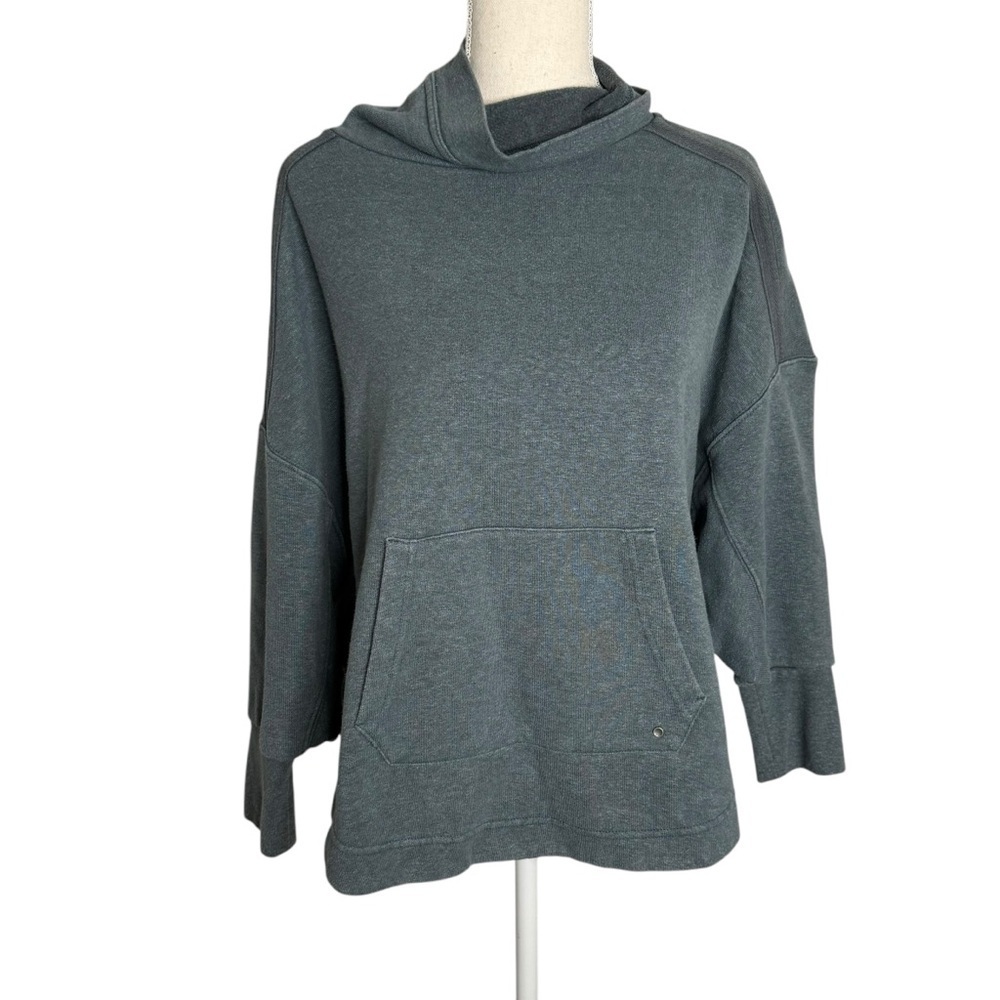 Prana Permafrost Funnel Neck Hooded Sweatshirt Gray Heather Small